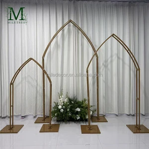 Heavy Duty Metal Wedding Arch Floral Balloon Frame Backdrop Stand Golden Iron Wedding Arch Stand for Party Event