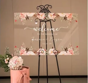 Wholesale Wedding Welcome Acrylic Sign Custom Romantic Text High Reduction Printing Wedding Ceremony Scene Essential Decor