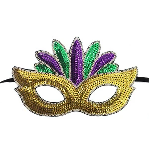 New Arrival Carnival Party Eye Mask Women Masquerade Mardi Gras Glitter Sequin Venetian Shinny Party Masks