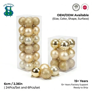 Senmasine 24Pcs Shiny Silver Red and Gold Shatterproof Christmas Ball Ornament Set for Christmas Tree Commercial Home Decoration