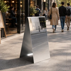 Wholesale Custom Mirror Stainless Steel 25mm A Frame Sidewalk Sign Folding Pavement Advertising Board MOQ 10 PCS