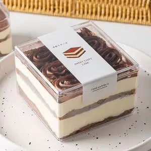 Large Tiramisu Box Acrylic Plastic Tiramisu Container Clear Cake Box for Food & Jelly Dessert Use