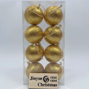 Customized High Quality Festival Embroidered Plastic Christmas Ball Tree Decorations Striped Balls Pendants Party Ornaments