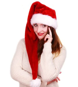 Wholesale Custom High Quality Santa Claus Christmas Hat With Fluffy Edge For Adults Children Christmas Event Essentials