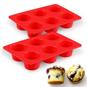 Heat Resistant 6 Cup Silicone Texas Muffin Baking Pans Food Grade Silicone Cake Molds Muffin Top Cake Mold