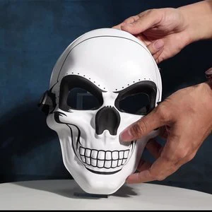 Wholesale PVC White Ghost Head Mask Halloween Horror Scream Gold and Silver Party Mask Horror Smiley Face Line Mask