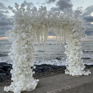 Artificial Flower Backdrop Handmade All White Silk Flower Arrangements Flower Wall Wedding Arch For Wedding Event Decoration