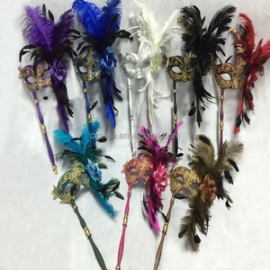 Lace Flower Venetian Women's Masquerade Mask on a Stick