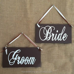 Romatic Bride and Groom Letters Wooden Wedding Signs for Photobooth Prop Party