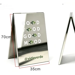 Customize Modern Double Sided Advertising Board Stand With Mirrored UV Coated Surface Freestanding Outdoor Street Sign