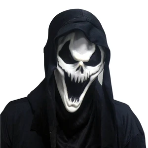 2026 New Hooded Scary Ghost Latex Mask, Venom Style Halloween Horror Mask for Cosplay Masquerade Party