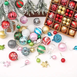 Elegant Shiny Christmas Tree Balls Plastic Decoration Set for Gifting Christmas Collection Promotional Party Supplies