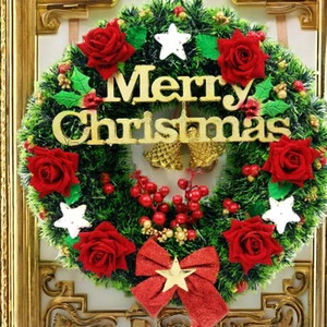 Handmade Eco-Friendly Trendy Wood Christmas Wreath Garland with Ornament for Door Mount Indoor Hanging