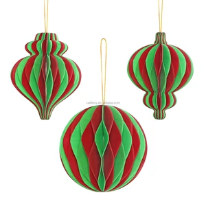Mix Green Christmas Decoration Holiday Party Supplies Christmas Ornaments Paper Balls with Magnet for Home Decor