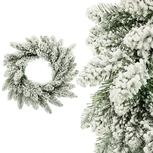 Snow Decorated Christmas Wreath and Festive Garland for Home Decor for Holiday Season