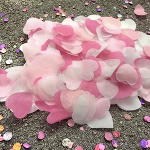 PINK & WHITE Heart Shaped Tissue Paper Confetti for Wedding Parties