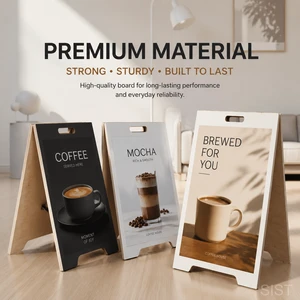 Custom Wooden A-Frame Advertising Sign With UV Printing Waterproof Vinyl Cover Powder Coated Finish Floor-Standing