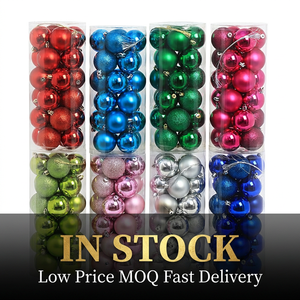 Factory Price 1 Carton MOQ In Stock Fast Shipping 24Pcs 3cm Mini Shatterproof Plastic Bauble Ornaments Christmas Ball