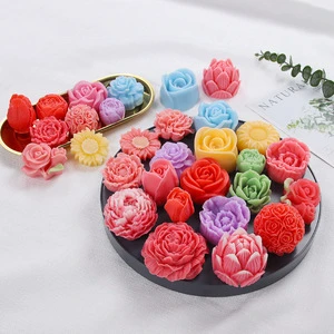 3D Flower Silicone Molds Lotus Water Lily Rose Fondant Mould for Soap Candle Aromatherapy Gypsum Craft Ornament