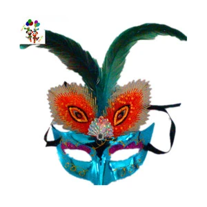 Cheap Plastic Venetian Masquerade Ball Feather Party Masks HPC-2670