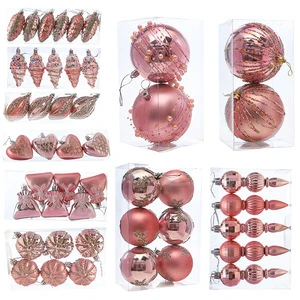 Pink Christmas Ball Special Shape Hanging Box Set Christmas Tree Decoration Ornament Electroplated Colorful Christmas