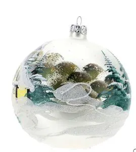 MRS Customized 8 White Glass Balls Indoor Christmas Tree Ornaments Christmas Ball Set Glitter Decoration Supplies