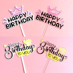 New Arrival Custom Acrylic Cake Toppers Happy Birthday Design for Christmas Graduation Easter Parties for Cake Decoration