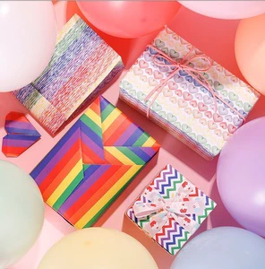 Colorful Striped Party Gift Wrapping Paper Birthday Wedding Decoration Gift Decorative Paper