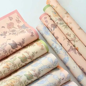 New Arrival 35*50cm pcs Colorful Flower Design Kraft Paper Floral Wrapping Paper for Wedding Birthday Gift DIY