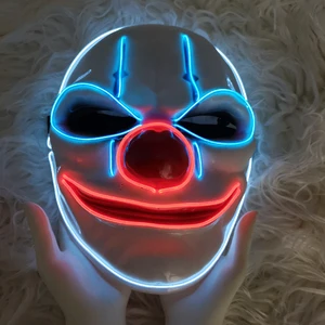 Plastic Clown Mask Blue Eye Red Nose Hand Painted for Party Beautiful Plastic Clown Party Mask