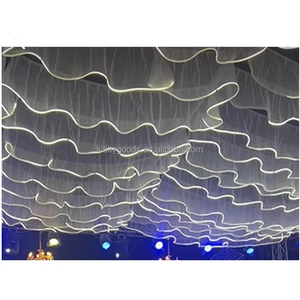 BY240033 Hall Ceiling Curtains Decoration Hanging Ceiling Drapes Wedding Ceiling Drapery with Light for Wedding Event Party