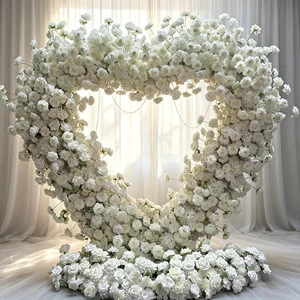 Wholesale Heart Shaped Floral Arch Backdrop White Rose Wedding Decoration for Valentine's Day