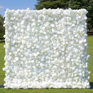 Artificial Flower Wall 3D 5d Fabric Background Roll Up Wedding Birthday Party Decor Artificial Flower Wall