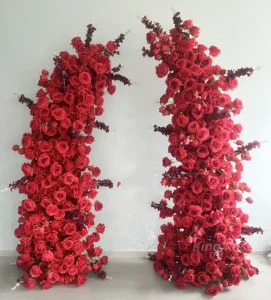 Wedding Arch Backdrop With Flowers Horn Flower Arch Set Artificial Silk Rose Flower Arch Arrangement