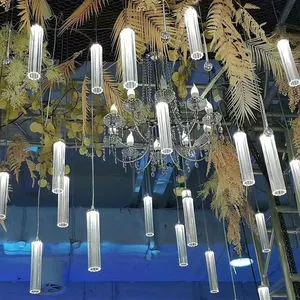 Luxury 10 Arm Acrylic Stick Led Ceiling Lights Crystal Water Drop Chandelier Pendant Light Wedding Props Stage Center Decoration