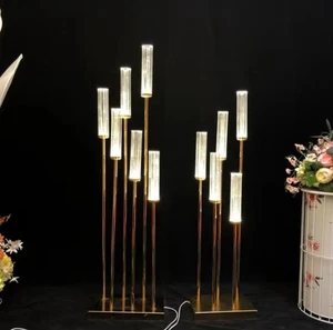 New Handmade Tall Wedding Golden Backdrop Iron Candlestick Road Lighting Stage Decoration Wedding Runway Lighting Decoration