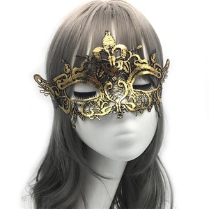 Gold Foil Lace Half-Face Crown Colored Mask Costume Ball Party
