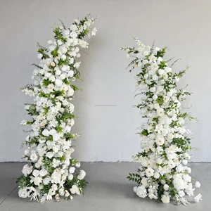 High-end Custom High Quality Silk Fabric Hot Sale Green Artificial Flower arch Romantic Style wedding Decoration Background