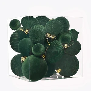 Wholesale Wine Red White 36pcs Flocked Ball Christmas Tree Decoration Hanging Ornaments Christmas Balls