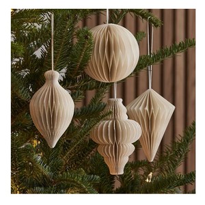 Set of 4 Christmas Tree Decoration Paper Ornaments Xmas Decorations Christmas Ball Tree Ornaments
