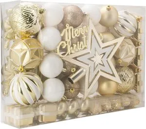 88 Pcs Christmas Balls Ornaments High Quality Shatterproof Hanging Ball Decorations Assorted Christmas Tree Gift Set for