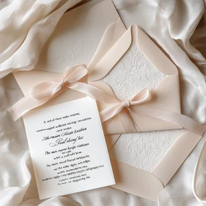 Elegant And Upscale Wedding Invitation Card Customization With Pure And Simple Color Scheme Additional Ribbon