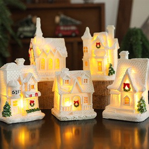 Christmas Decoration 2025 Xmas New White XMAS Houses Resin Christmas Bubble House Led Light Christmas House Decoration