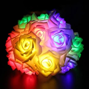 Rose Flower LED String Lights Battery Box Operated Christmas Holiday Lights for Valentine Wedding Decoration