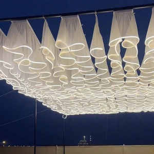 White Organza Drapery Wedding Lights Wedding Ceiling Decoration Drape Hanging Ceiling Draping Lighting