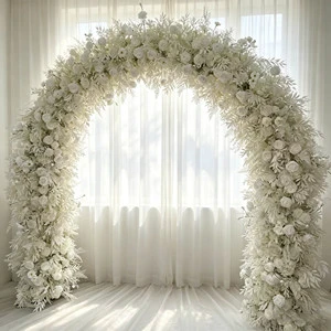 Wholesale Circle Shaped Floral Arch Backdrop White Rose Wedding Decoration for Valentine's Day