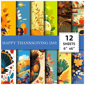 12 Sheets European Style Coated Double-Adhesive Customizable Craft Paper For Candle Making Thanksgiving Autumn Harvest Festival