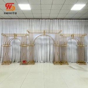SMOOTH HOT Selling Outdoor Wedding Stage Decoration Giant Iron Gate Gold Metal Arch Backdrop