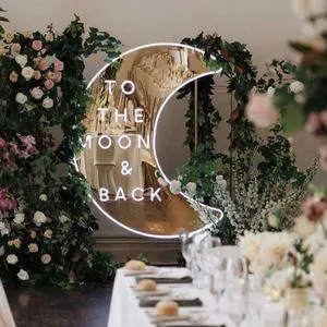 Koncept Wedding Shop Event Decoration Party Signs Love Light Gold Mirror Acrylic Custom To The Moon And Back Neon Sign