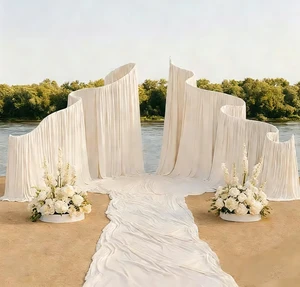 Art Installation Factory Supply Romantic White Metal Wave Wedding Arch Backdrop Wedding Decoration For Garden Beach Wedding